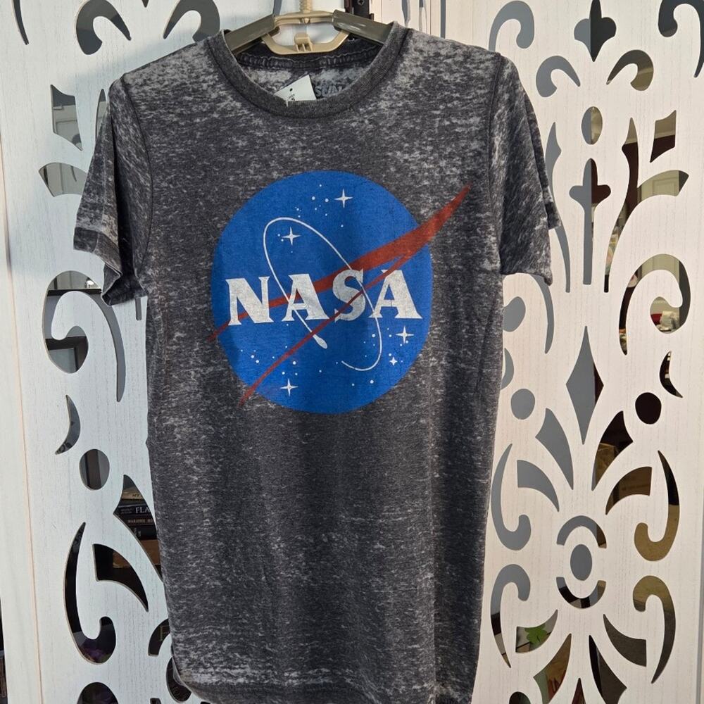 NASA Classic Logo T Shirt Adult Small Gray Acid Wash Fifth Sun Space Graphic NWT